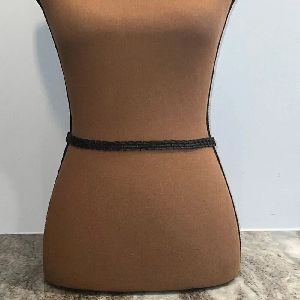 Vintage Leather & Silver Hardware Skinny Y2K Style Woven Belt Women’s Small